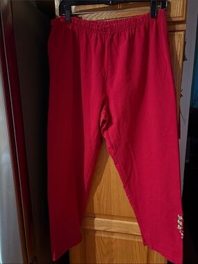 Anthony Richards Bright Red Capri Pants with Elastic Waist